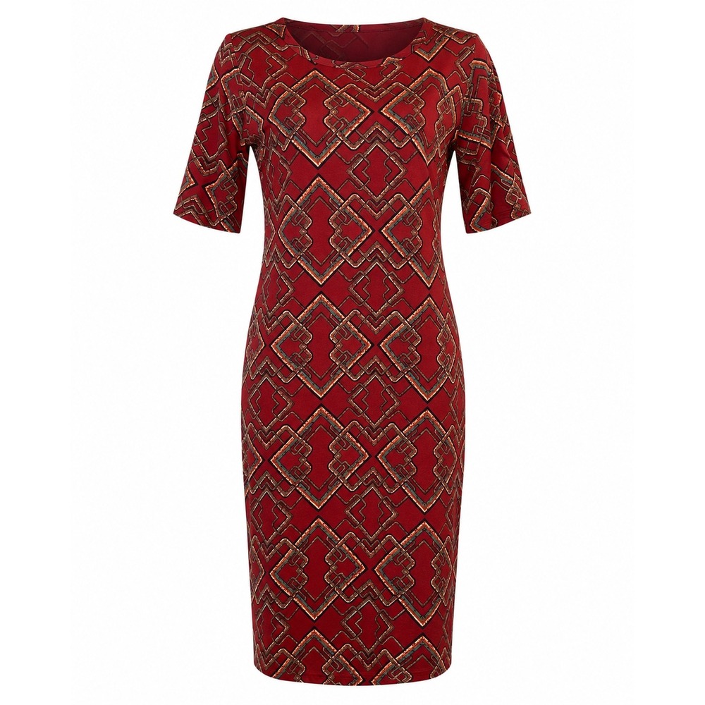 LuLaRoe Julia Dress Women Small Red NWT Geometric Sheath Short Sleeve KneeLength